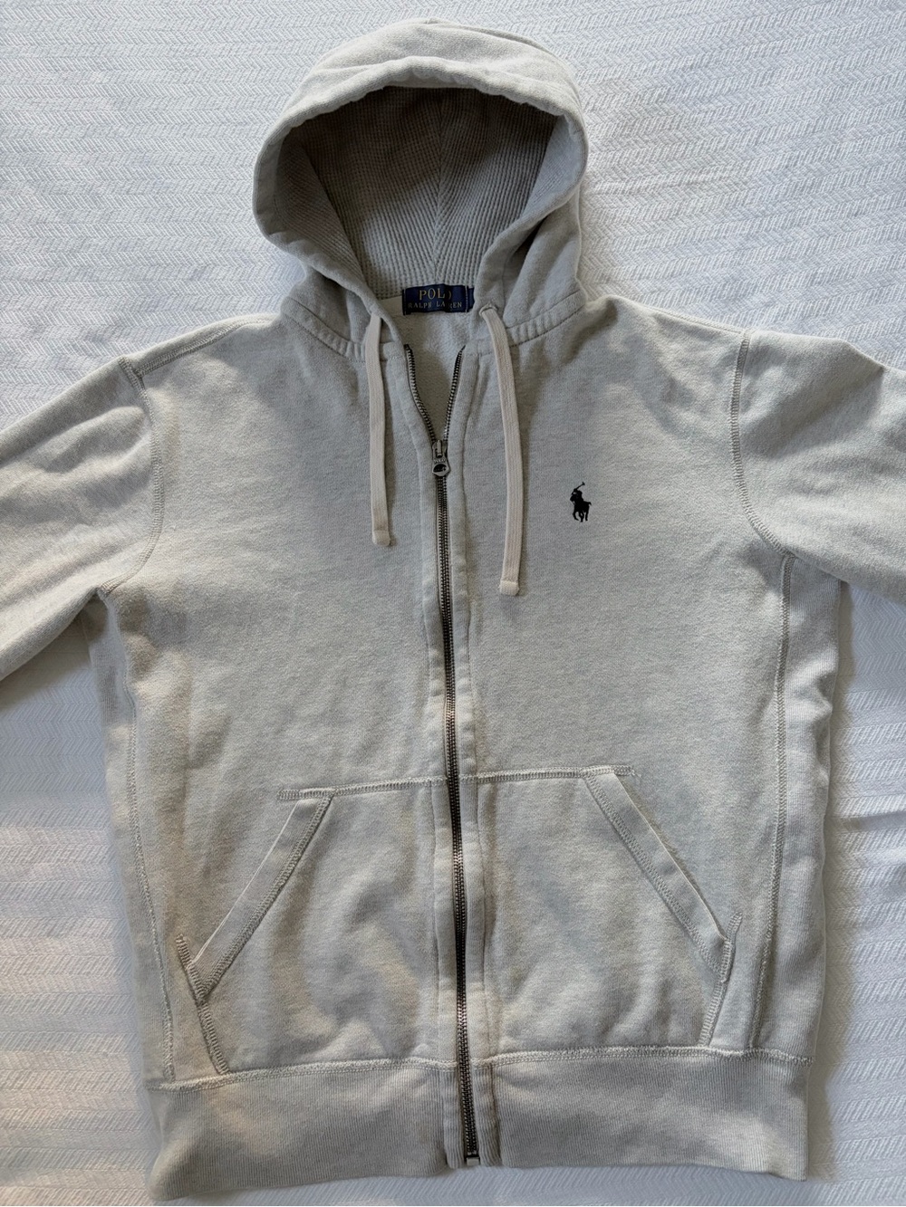 Ralph Lauren Light Gray Zip-Up Hoodie Sweatshirt